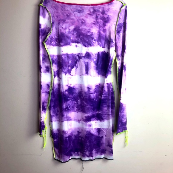Color-block tie dye bodycon dress purple & white Stretch MED - Picture 13 of 15